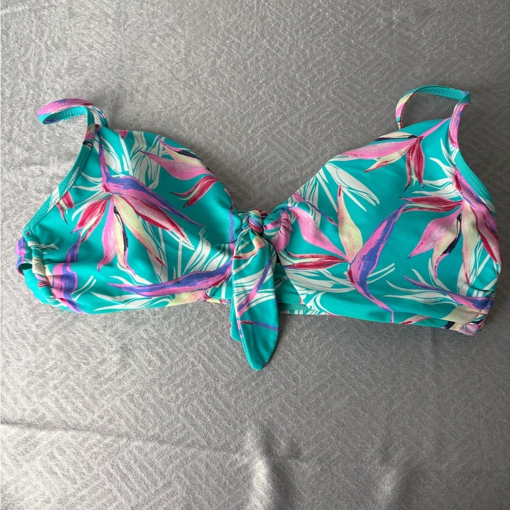 No Boundaries Bikini Top Tropical Size Large Green Pink Springbreak Beach